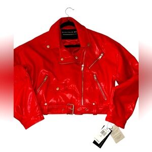 Bagatelle. Nyc Oversized Cropped Faux Leather Moto Jacket woman’s
